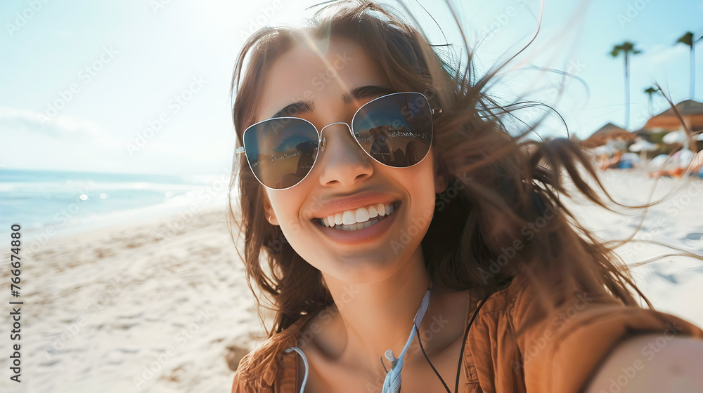 Young Woman Taking a Selfie on the Beach Young Woman Taking a Selfie on the Beach