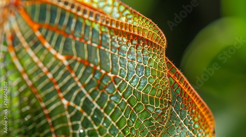 The intricate patterns on a katydids wings up close    AI generated illustration photo