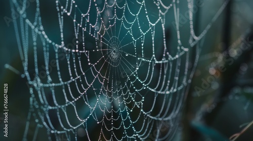 The mesmerizing details of a dew-covered cobweb AI generated illustration