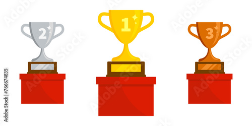 Trophy cup icon. Champion cup set. Vector illustration.
