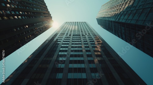 The play of light and shadow in a macro shot of a city skyscraper    AI generated illustration