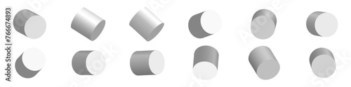 Cylinders rotating set. Abstract shapes. Vector illustration.
