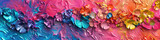 Colorful Chaos: Abstract Oil Paint Strokes and Flowers. Vibrant abstract background with a burst of multicolored oil paint strokes and floral accents