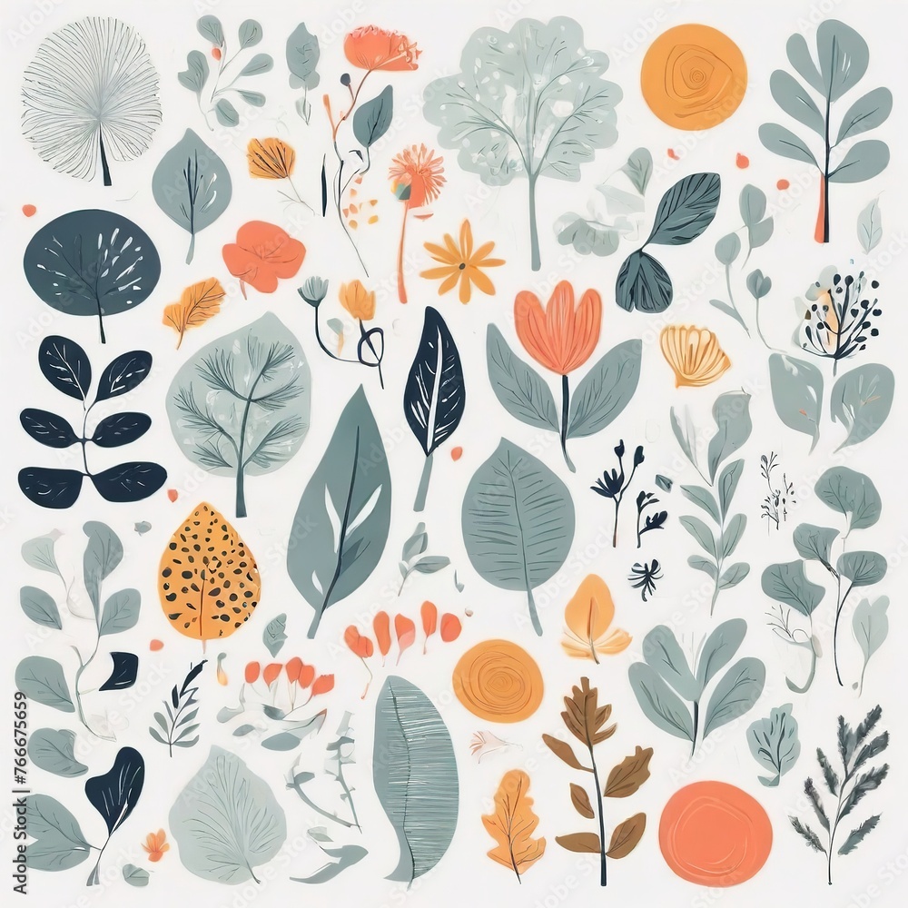 A collection of seamless pattern, colorful abstract plants and flowers. Hand drawn Collection of leaves and flowers. A close up of a pattern of flowers and leaves.
A collection of seamless pattern, colorful abstract plants and flowers. Hand drawn Collection of leaves and flowers. A close up of a pattern of flowers and leaves.