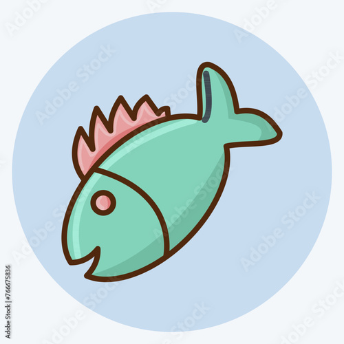 Icon Grilled Fish. suitable for Meat. flat style. simple design editable. design template vector. simple illustration