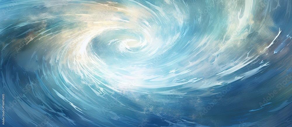 Capture of a swirling pattern in blue and white colors against the backdrop of the sky
