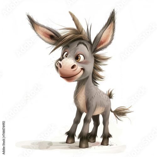 Cute Funny Cartoon Donkey  Illustration for Children Book  Generative AI