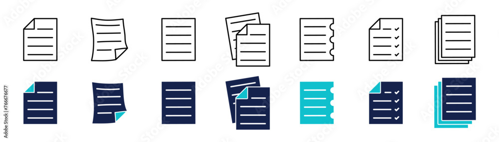 Document icon set. Flat and linear style. Vector illustration. Document icon set. Flat and linear style. Vector illustration.
