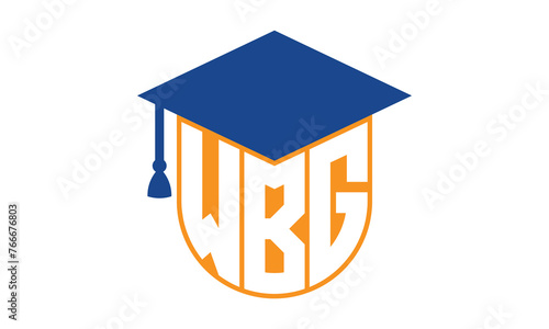 WBG initial letter academic logo design vector template. school college logo, university logo, graduation cap logo, institute logo, educational logo, library logo, teaching logo, book shop, varsity photo