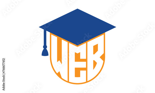 WEB initial letter academic logo design vector template. school college logo, university logo, graduation cap logo, institute logo, educational logo, library logo, teaching logo, book shop, varsity
