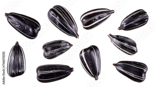Set of delicious black sunflower seeds, cut out
 photo