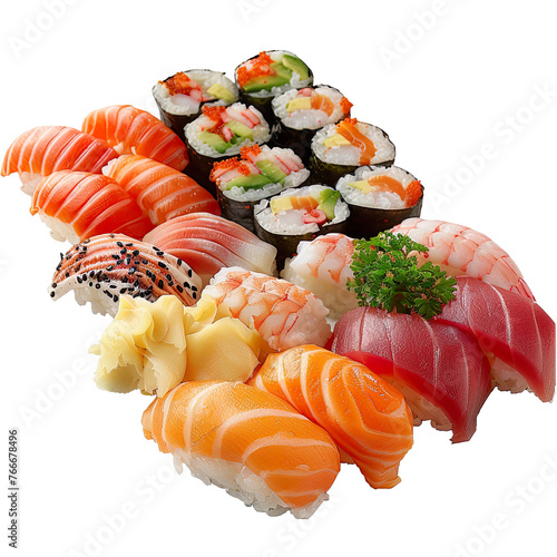 Variety Sushi Selection , PNG Transparency.