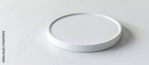 Circular beer coaster in white color. Mockup of a template in a round shape.