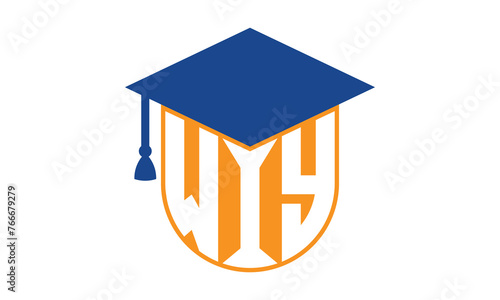 WIY initial letter academic logo design vector template. school college logo, university logo, graduation cap logo, institute logo, educational logo, library logo, teaching logo, book shop, varsity