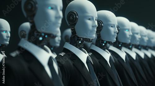 たくさんのAIロボットのビジネスマン「AI生成画像」 © kai