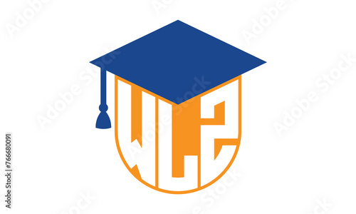 WLZ initial letter academic logo design vector template. school college logo, university logo, graduation cap logo, institute logo, educational logo, library logo, teaching logo, book shop, varsity