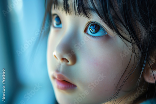 美しい瞳の女の子の力強い視線「AI生成画像」 photo