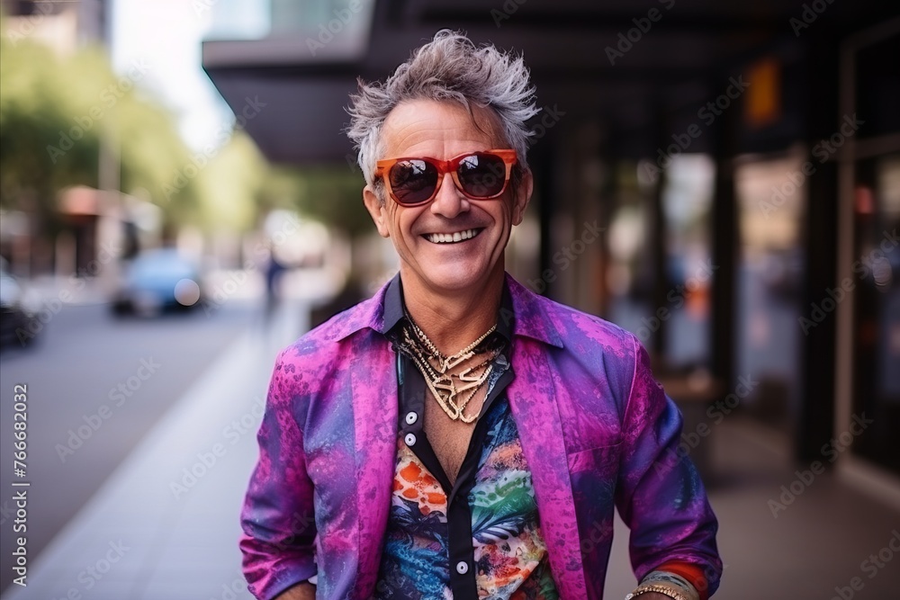 Portrait of a happy senior man with sunglasses in the city. Portrait of a happy senior man with sunglasses in the city.