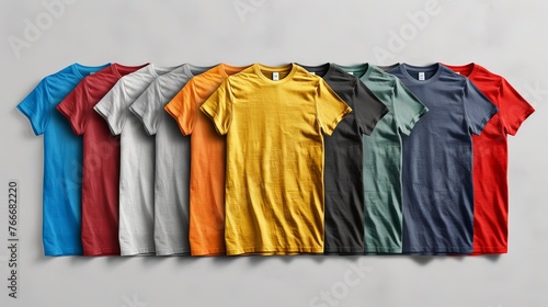 A collection of colored t-shirt templates for men, showcasing a variety of design options photo