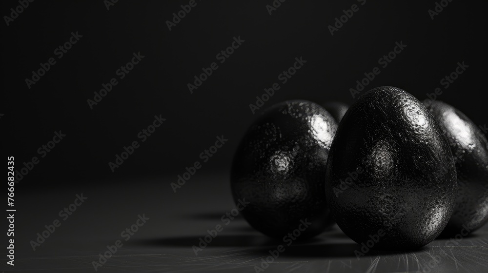 Silver metallic and black Easter Eggs on dark Background. Happy Easter eggs Silver metallic and black Easter Eggs on dark Background. Happy Easter eggs