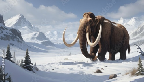 A Mammoth Using Its Tusks To Dig Through Deep Snow © wahyuandrisaputro