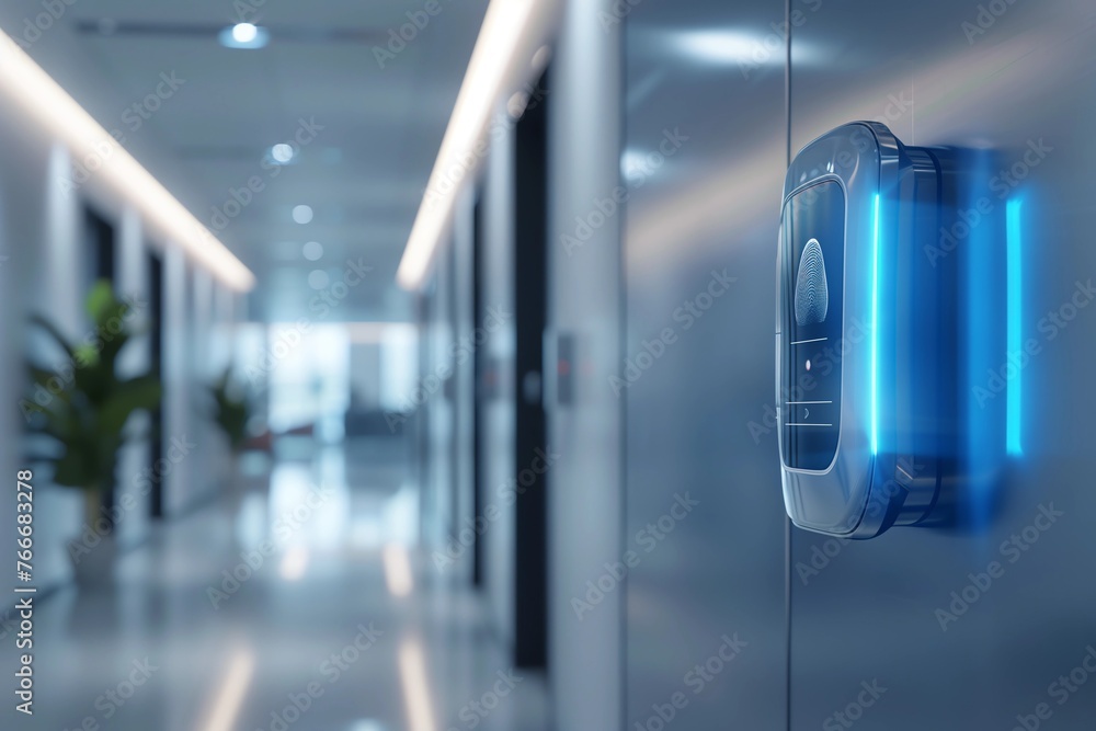 Access control. Security and fingerprint login. Background with selective focus and copy space Access control. Security and fingerprint login. Background with selective focus and copy space