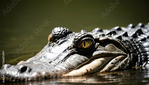 An Alligator With Its Eyes Just Above The Waterlin