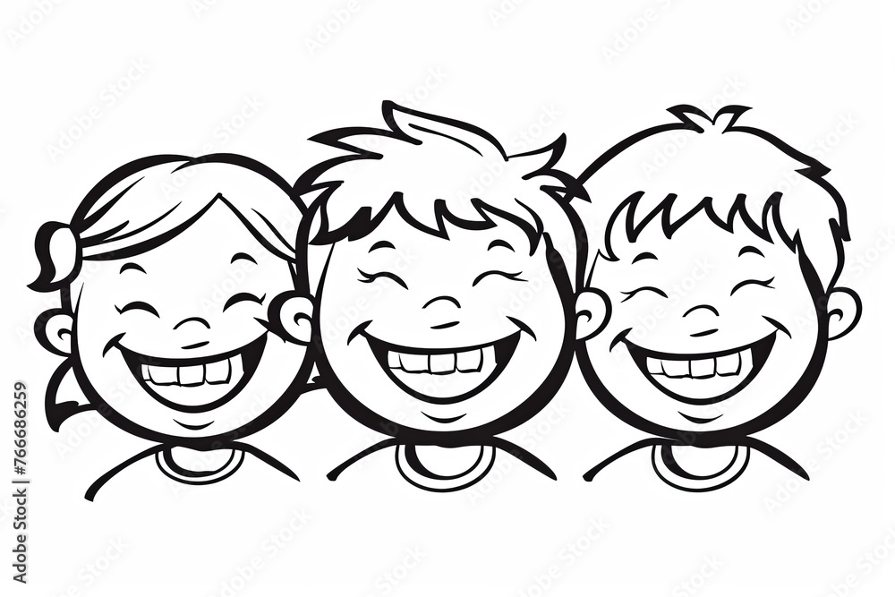 Illustration of an outlined happy kids face. Illustration of an outlined happy kids face.