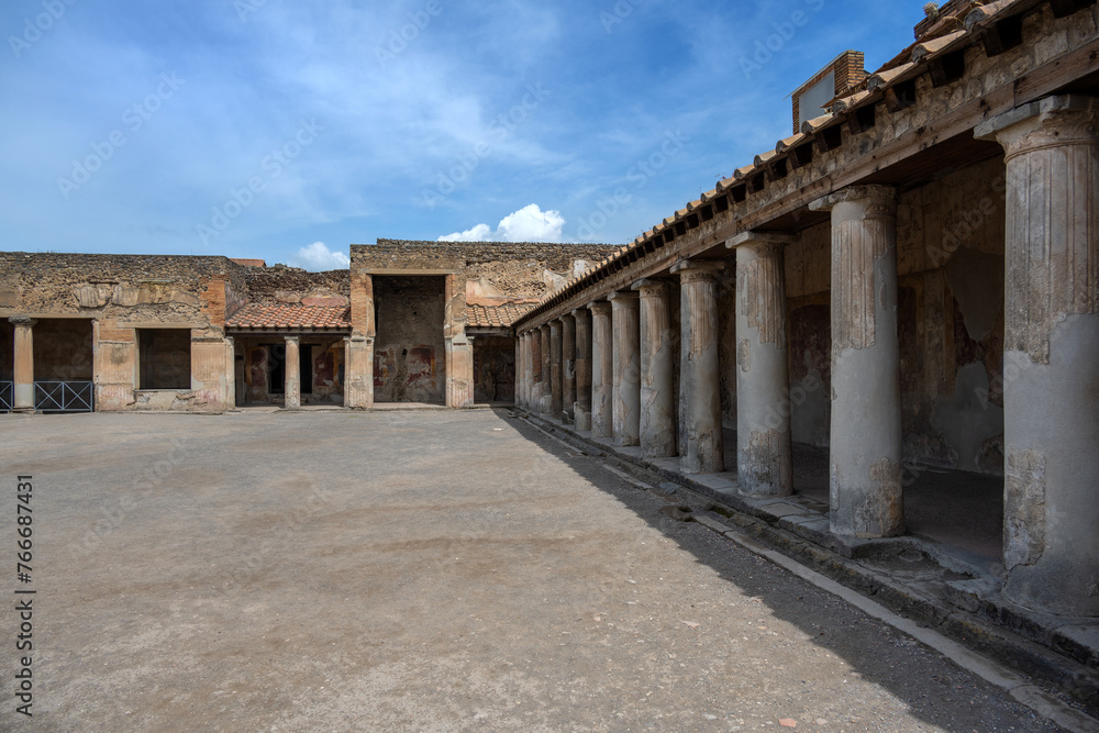 An ancient Roman courtyard in Pompeii, Italy