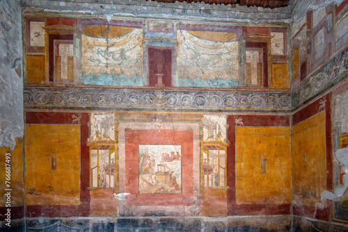  Another Ancient Roman frescos on a wall in Pompeii, Italy photo
