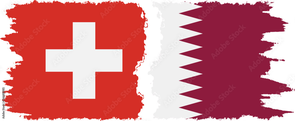 Fototapeta premium Qatar and Switzerland grunge flags connection vector