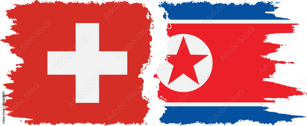 North Korea and Switzerland grunge flags connection vector North Korea and Switzerland grunge flags connection vector