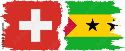 Sao Tome and Principe and Switzerland grunge flags connection vector