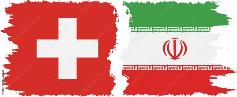 Iran and Switzerland grunge flags connection vector Iran and Switzerland grunge flags connection vector