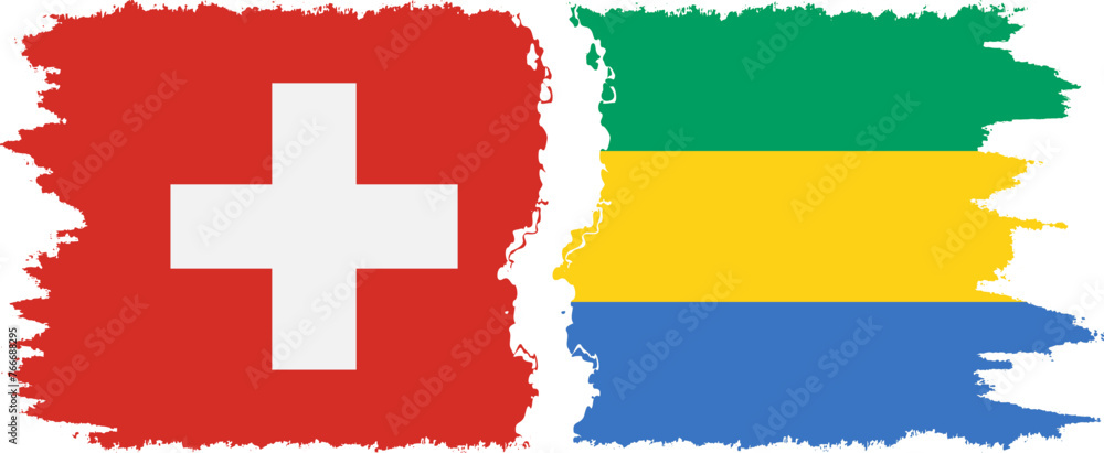 Gabon and Switzerland grunge flags connection vector Gabon and Switzerland grunge flags connection vector
