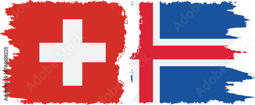 Iceland and Switzerland grunge flags connection vector