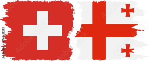 Georgia and Switzerland grunge flags connection vector