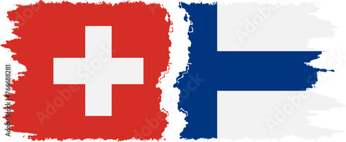 Finland and Switzerland grunge flags connection vector