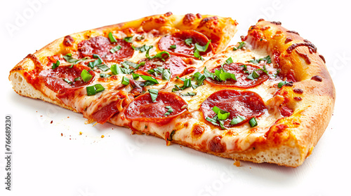 Slice of pizza isolated on white