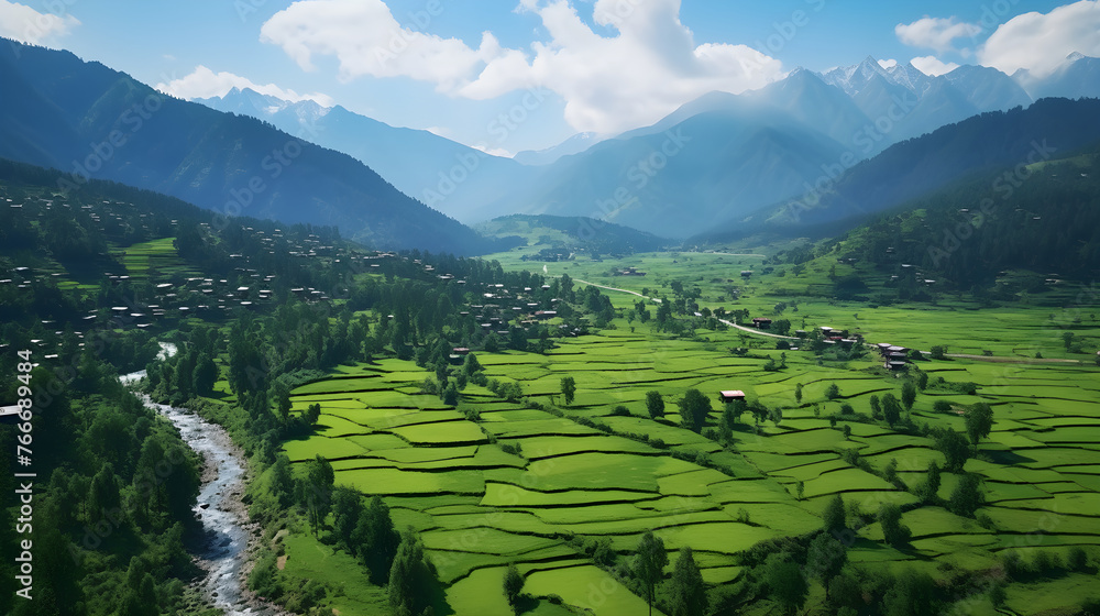 Captivating Aerial Drone Panorama of Rustic Landscape