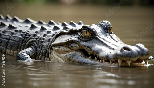 A Crocodile With Its Eyes Darting Back And Forth