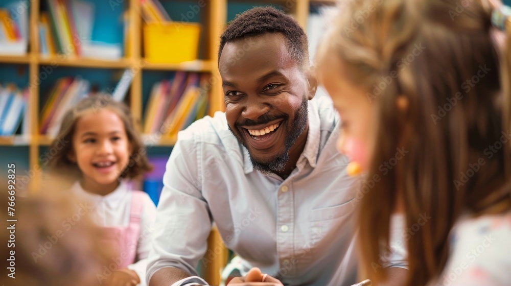 Fototapeta premium Teacher Inspiration Professional captures showcasing the dedication and passion of teachers inspiring students and shaping the AI generated illustration