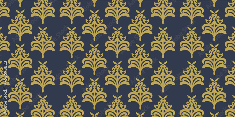 Simple Thai pattern background with gold and dark blue color combination
