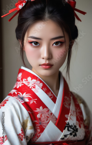 Samurai girl looking at viewer