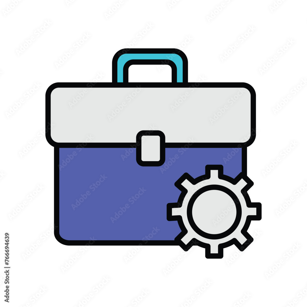 briefcase with gears icon with white background vector stock illustration briefcase with gears icon with white background vector stock illustration