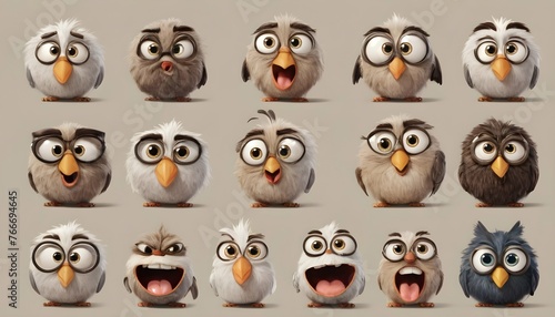 Owls With Different Expressions Showcasing Their