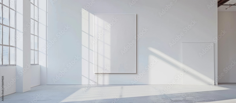 Frame of white color inside a room. Frame of white color inside a room.