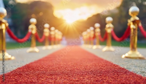 disfocus of the red carpet in the award ceremony theme creative background for success business concept photo