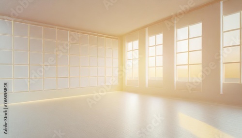 abstract minimal background with white squares pattern wall interior of a empty room