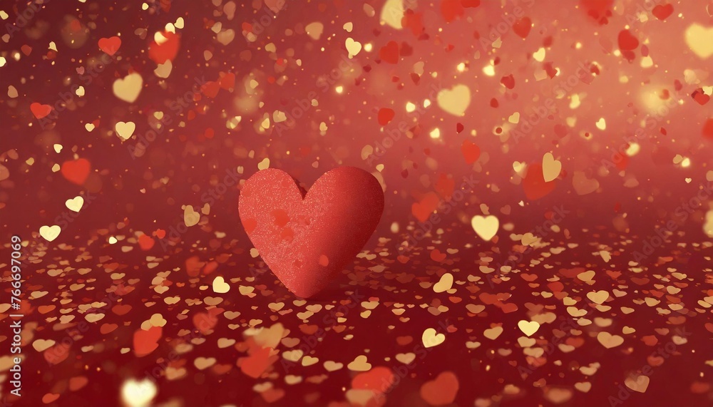 red valentines day heart particles and sprinkles confetti for a holiday celebration on 14th february 2024 shiny red lights wallpaper background for ads or gifts wrap and web design